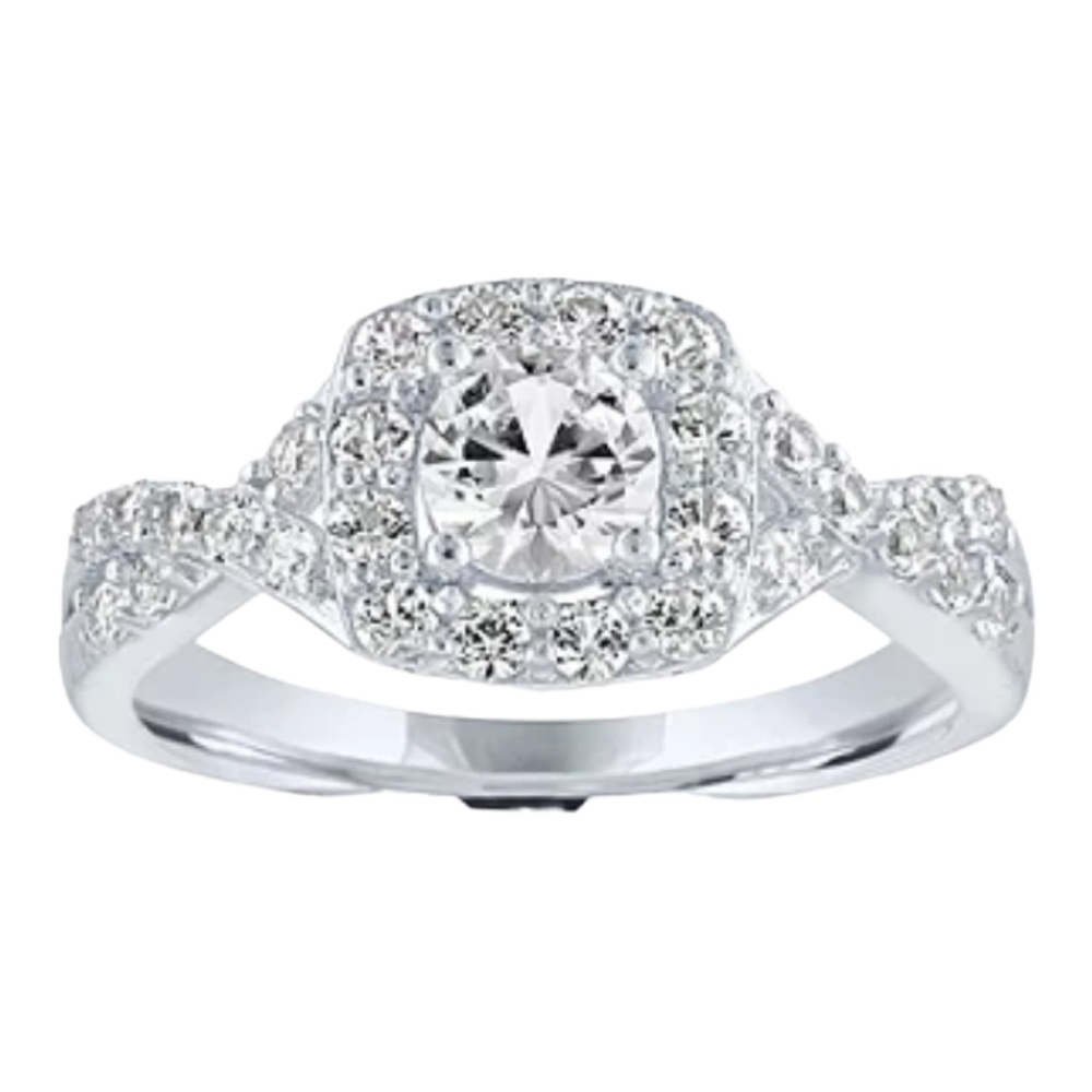 Womens Lab Created White Sapphire Cocktail Ring in Sterling Silver, Size 7, NWT